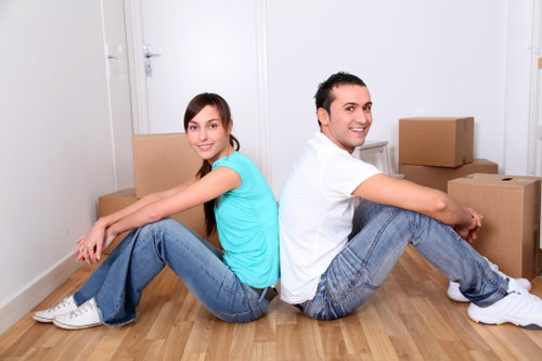 Furniture and boxes loaded into a moving truck in Merton