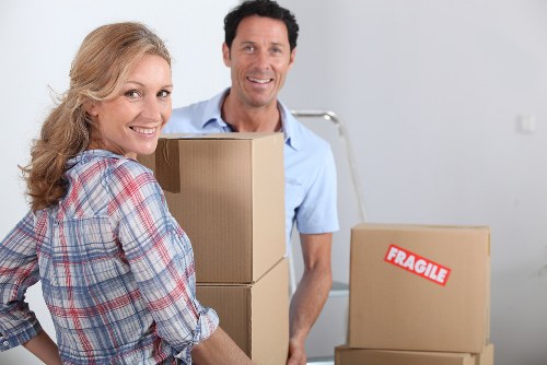 Family home relocation service in Merton with moving boxes